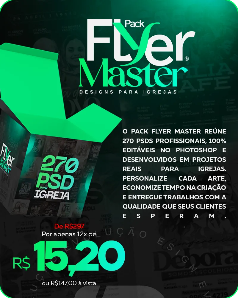 Pack Flyer Master — 270 PSDs profissionais e editáveis no Photoshop para designs de igrejas